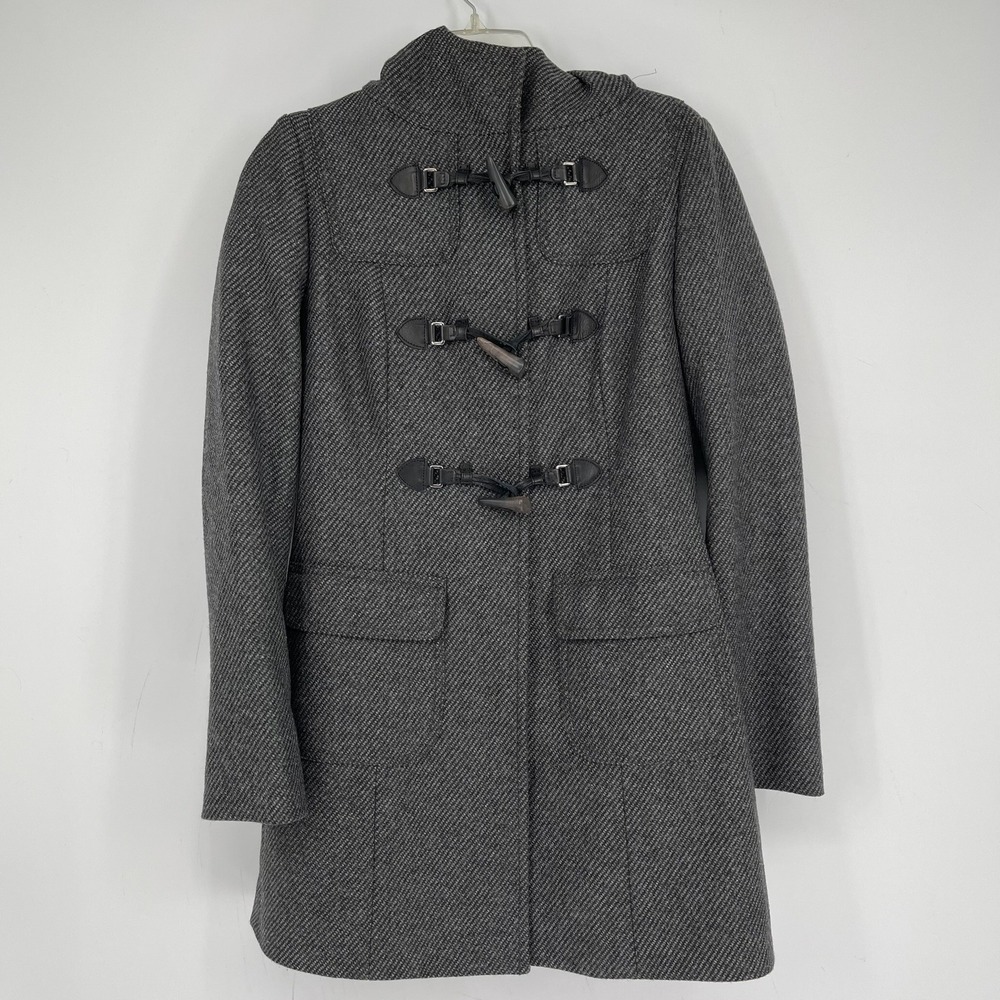 United Colors of Benetton Women's Gray Wool Blend Toggle Duffle Coat Size S 42